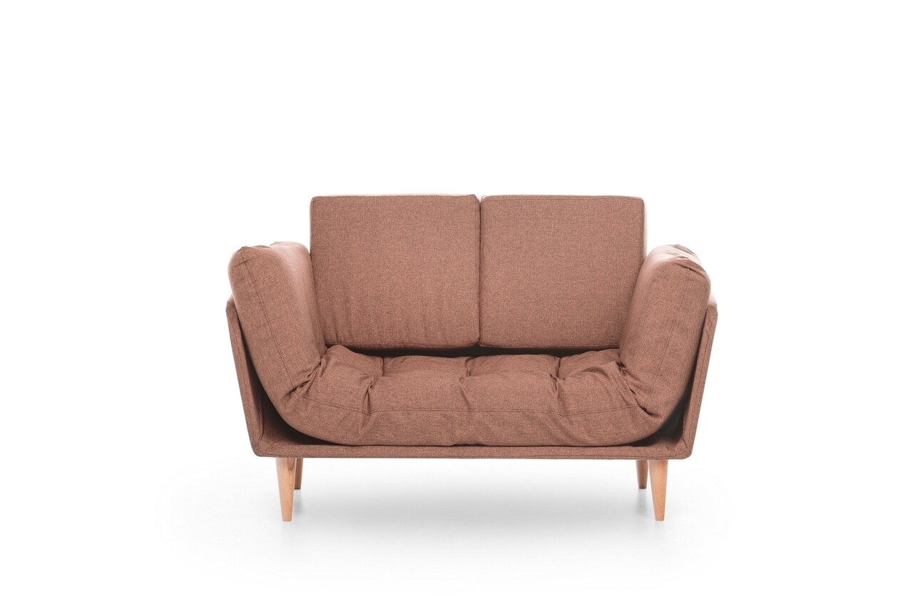 Canapea extensibila Nina Daybed, Futon, 3 locuri, 200x70 cm, metal, maro dechis