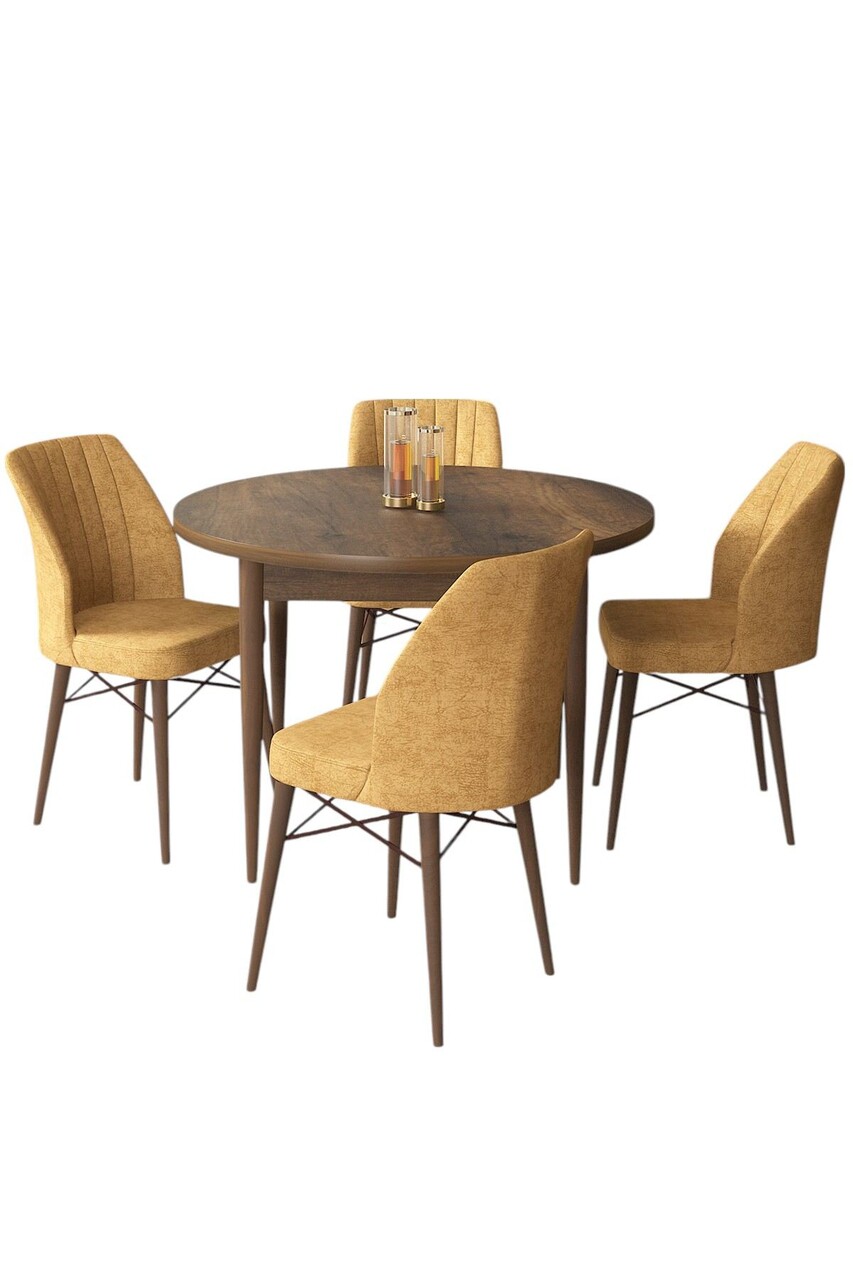 Set masă și scaune (5 bucăți), Hanah Home, Rox, Baroc / Cappuccino - view 2