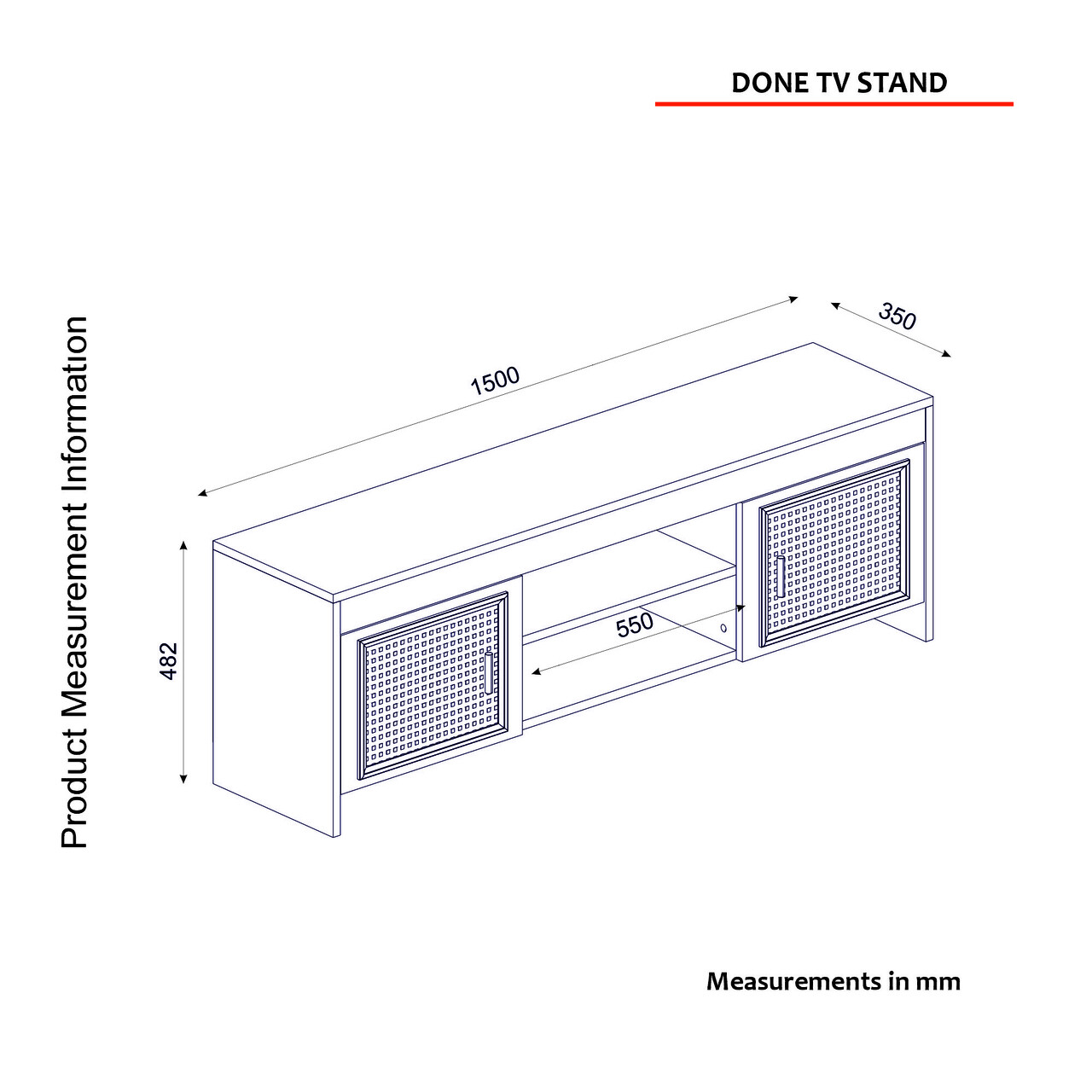 Comoda TV, Tera Home, Done, 150x48.2x35 Cm, PAL, Alb/Maro închis