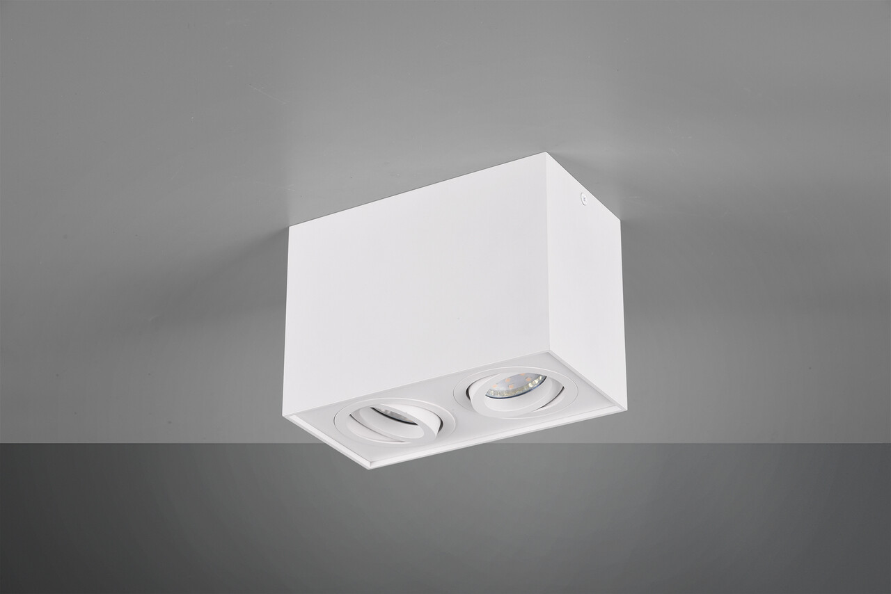 Plafoniera Biscuit, TRIO, 17.8x9.6x12.5 cm, 35W, 2x GU10, metal, alb mat
