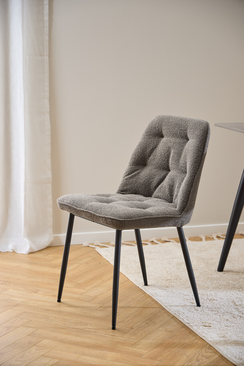 Scaun Brooke, Actona, 50x55x84 cm, tesatura Boucle/otel, grej - view 5