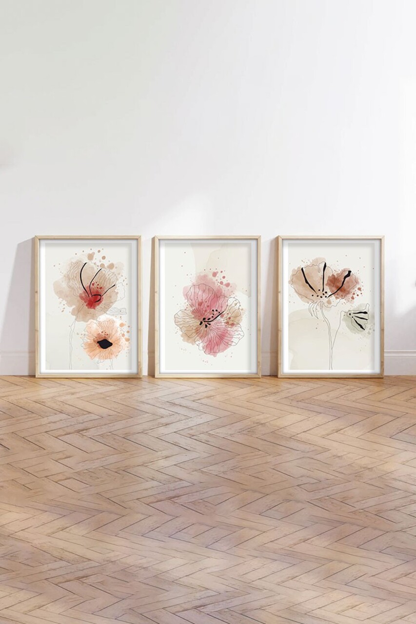 Set 3 tablouri decorative, Huhu205, Cadru: 100% LEMN MASIV (Grosime: 2,5 cm), Multicolor - view 4