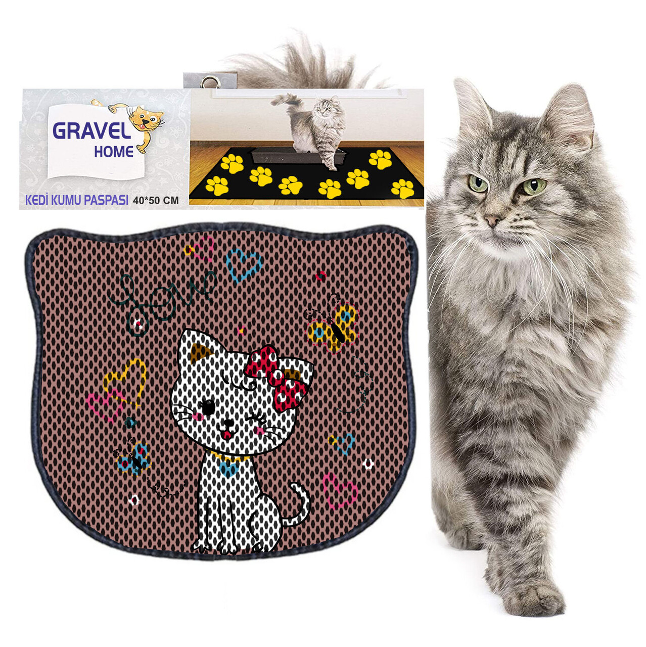 Covoras litiera pentru colectarea granulelor de nisip, Paws &amp; Whiskers, Kdkafa0059, 50% PVC/50% poliester, Multicolor - view 2