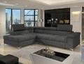 Coltar extensibil stanga 4 locuri ELTAP, ERI-41, Eridano, 275x202x88 cm, lemn/poliester, gri inchis