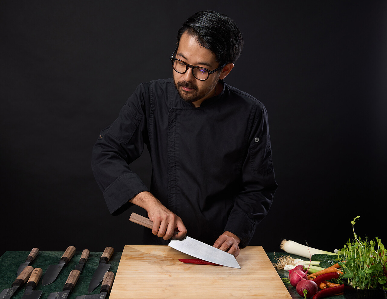 Cutit Gyuto, Samurai Gourmet by Rikito Watanabe si Cooking by Heinner, 23 cm, inox/lemn, maro - imagine 2