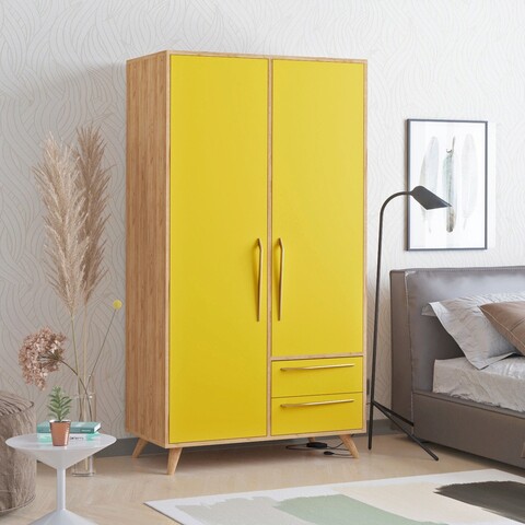 Dulap pentru haine, Mod Design, CYRİA, 100x190x52 cm, Stejar / Galben 100x190x52 imagine 2022
