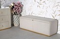 Bancheta cu spatiu depozitare Beauty, Mauro Ferretti, 130x45x45 cm, lemn de pin/MDF/metal, crem/auriu