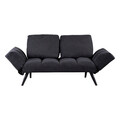Canapea extensibila 3 locuri Jackie, Pakoworld, 190x80x74 cm, textil/metal/lemn masiv, gri inchis/negru