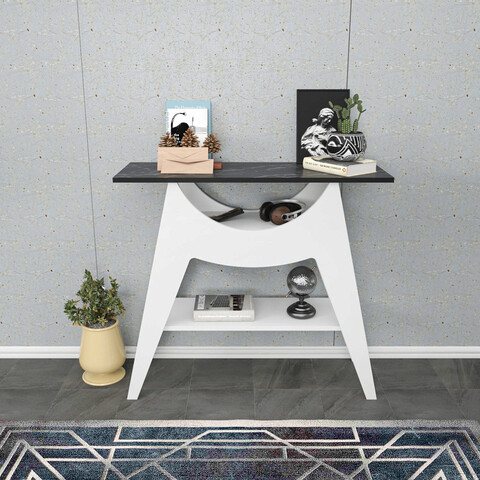 Bufet, retricy, ese, 100x35x90 cm, pal, alb negru