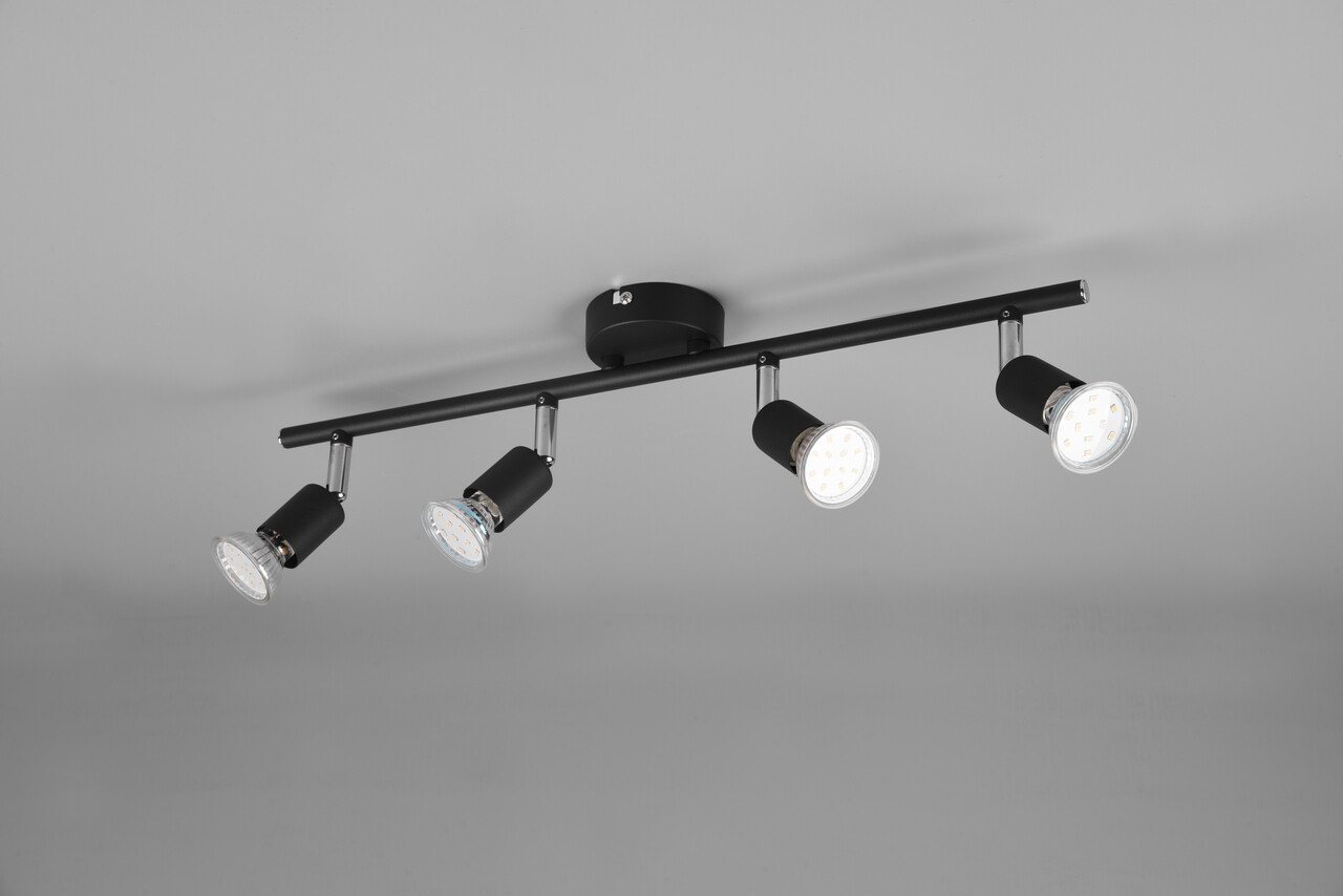 Plafoniera Paris, RL, 50x8x13.5 cm, 35W, 4x GU10, metal, negru mat