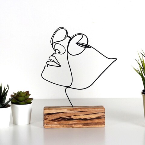Decoratiune, girl, 17x31x3.5 cm, metal, negru