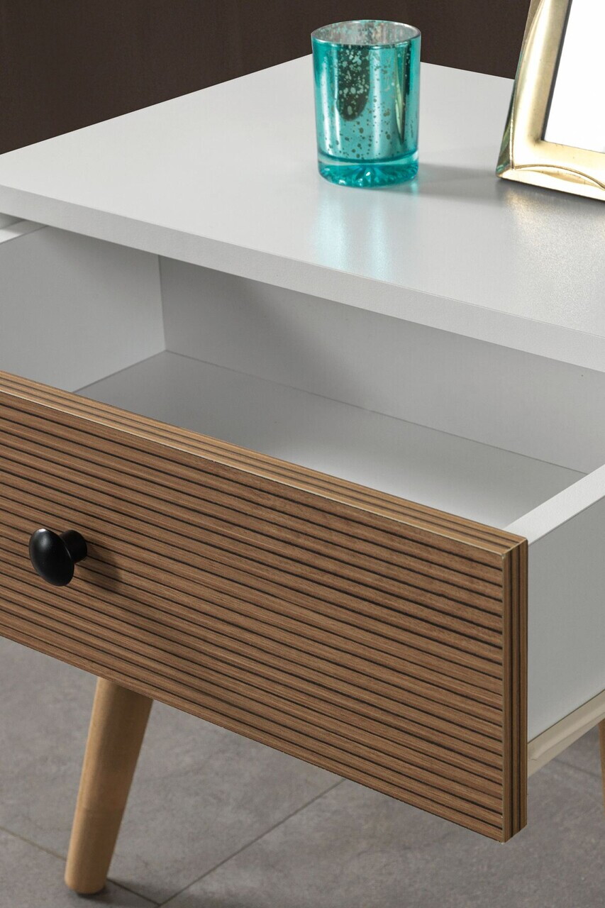 Noptiera, Hanah Home, Vita 5103, 55x49x55 cm, PAL, Alb/Maro — imaginea 5