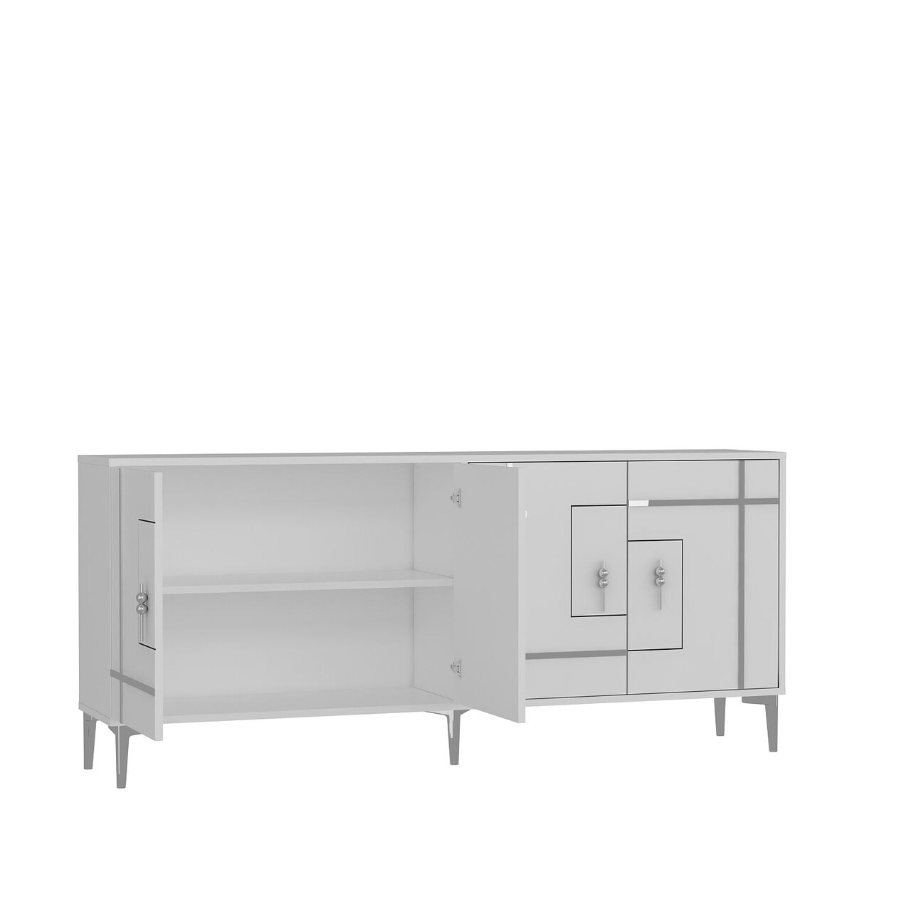 Consola, Hanah Home, Simge, 180x78.6x35 cm, PAL , Alb / Argintiu - view 6