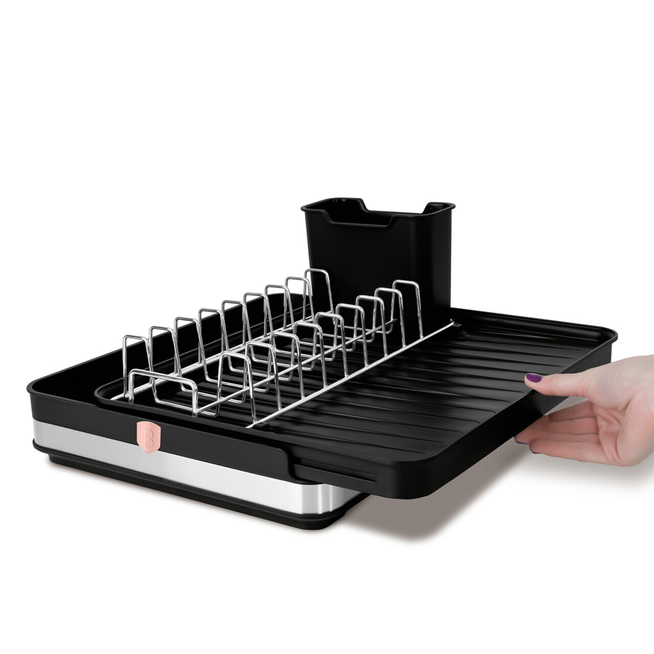 Scurgator de vase reglabil Berlinger Haus, Black Rose, 36.6x29.8x13 cm, inox/plastic, negru - imagine 2