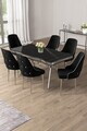Set masa si scaune (7 piese), Hanah Home, Vae, Sonata / Crom / Negru