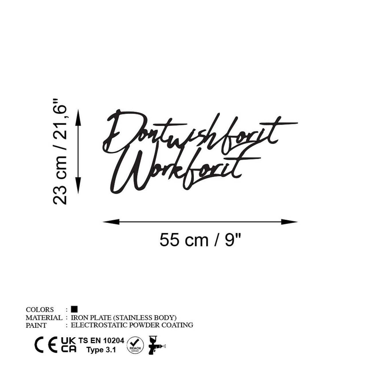 Decoratiune de perete, Wish Work, Dimensiune: 55 x 23 cm , Negru - view 6