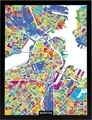Tablou decorativ Boston Map, Homemania, 32x42 cm, MDF/sticla
