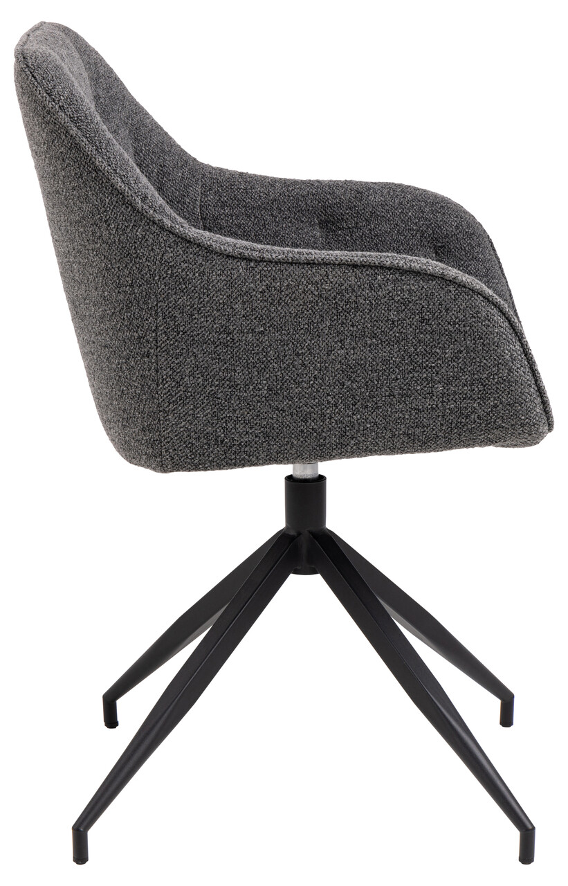 Scaun Brooke, Actona, 57x54.5x82 cm, rotativ, tesatura Boucle/otel, antracit - view 7