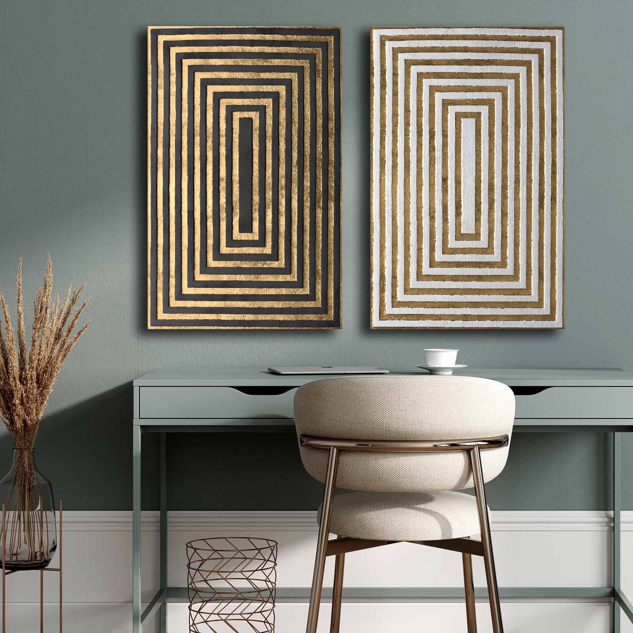 Set 2 tablouri decorative 2P4570GSC-012 Lemn Multicolor