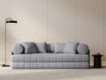 Canapea extensibila 3 locuri, Kemi, Cosmopolitan Design, 206x95x70 cm, tesatura boucle, gri