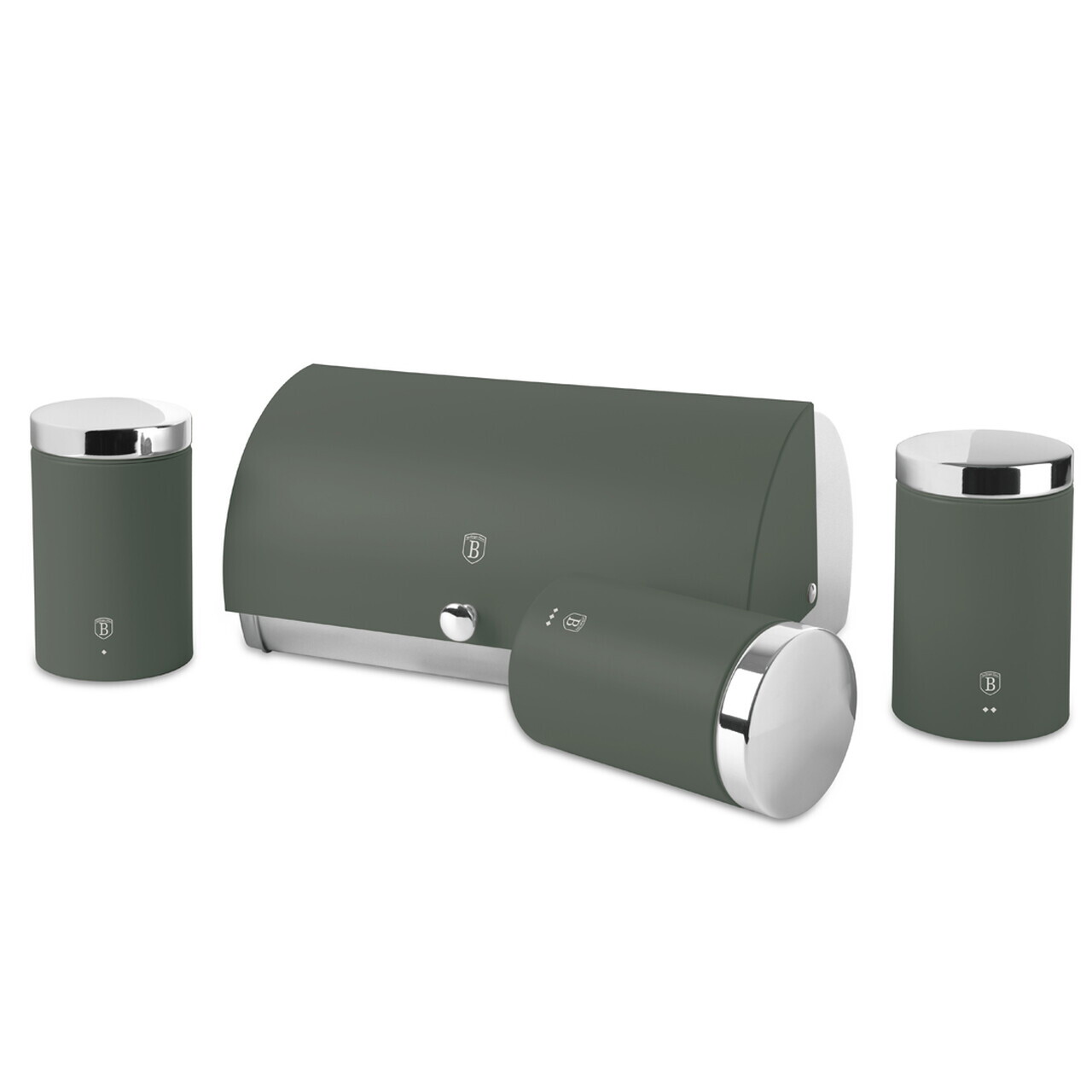 Set cutie pentru paine si 3 recipiente Berlinger Haus, Matte Green, 38.5x28x18.5 cm, inox, verde mat/argintiu - imagine 5