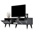 Comoda TV, Olivia, Vania, 150x29.6x50 cm, PAL , Antracit / Argintiu
