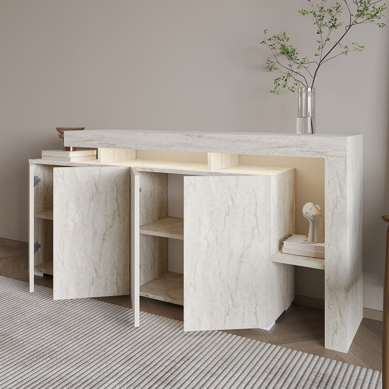 Consola, Hanah Home, Beliz, 170x80x35 cm, Travertin - view 3