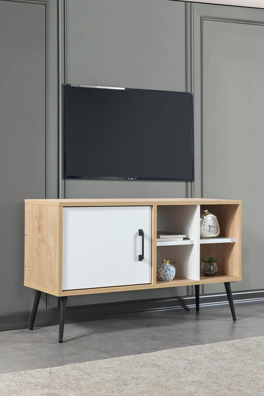 Comoda TV, Hanah Home, Şile 3111, 100x60x35 cm, PAL, Stejar safir / Antracit — imaginea 4