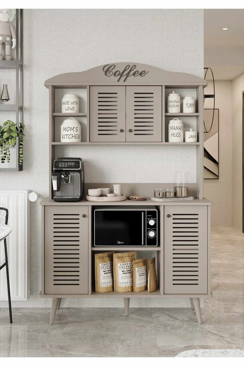 Dulap de bar pentru cafea, Hanah Home, Avior 120, 120x170x40 cm, MDF, Gresie - view 2