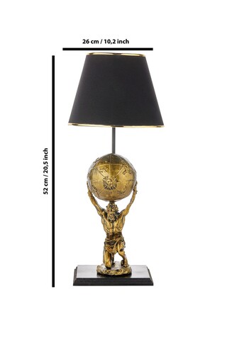 Lampa de masa, FullHouse, 390FLH1941, Baza din lemn, Aur/Negru
