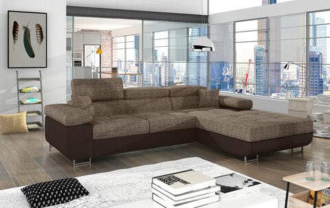 Coltar extensibil dreapta 4 locuri ELTAP, Armd-03, Armando, 289x203x85 cm, lemn/poliester, bej inchis/maro