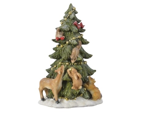 Decoratiune Tree snow, Decoris, 15x17x25 cm, poliester, multicolor