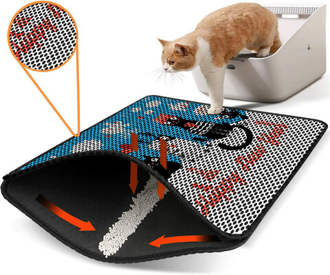 Covoras litiera pentru colectarea granulelor de nisip, Nrszn0205, 45×60 cm, 50% PVC/50% POLIESTER, Multicolor Gravel