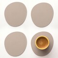 Set 4 suporturi pahare, Ruca, 12 x 11 cm, piele ecologica, gri