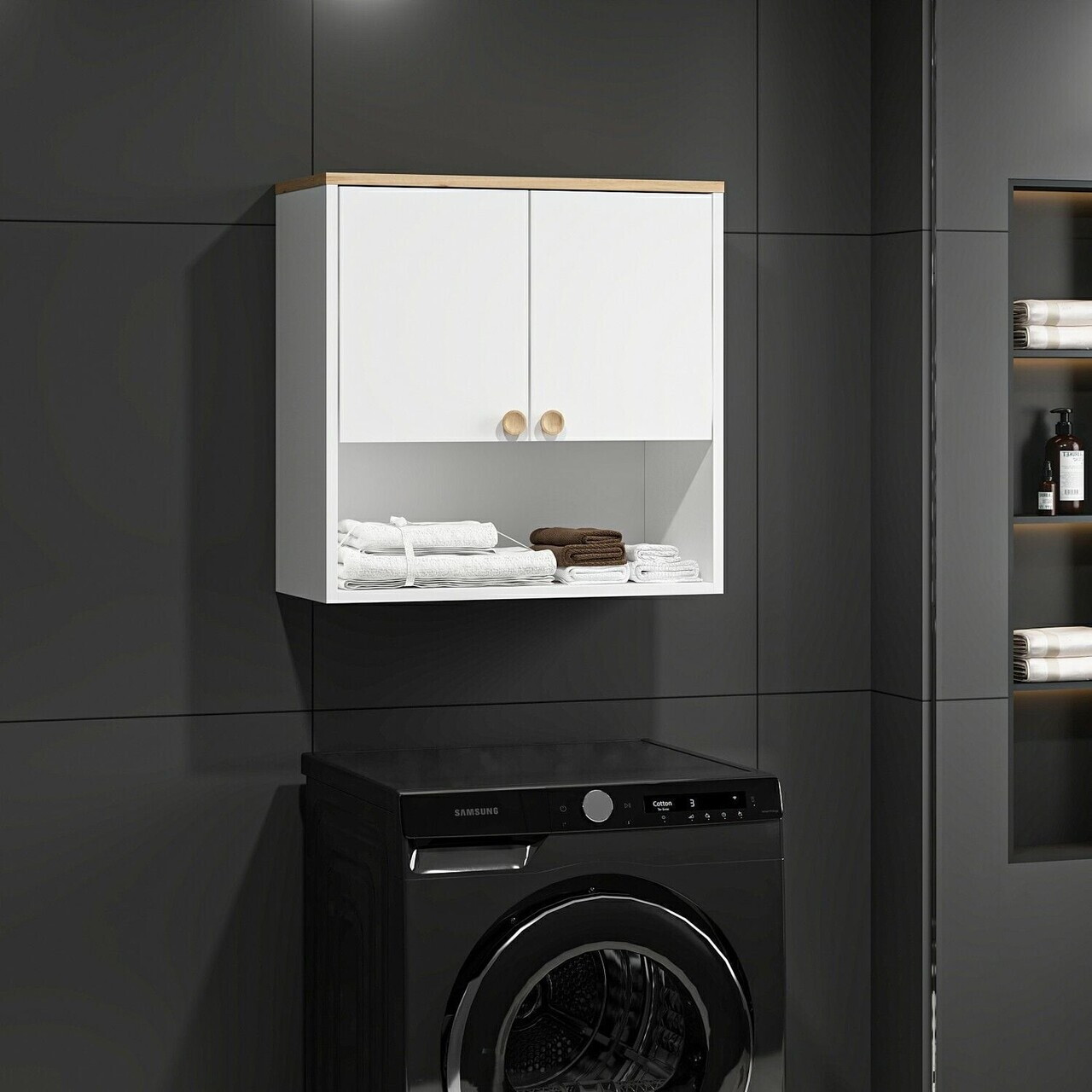 Dulap multifunctional, Hanah Home, Viona, 67x67x30 cm, Coș adânc / Alb