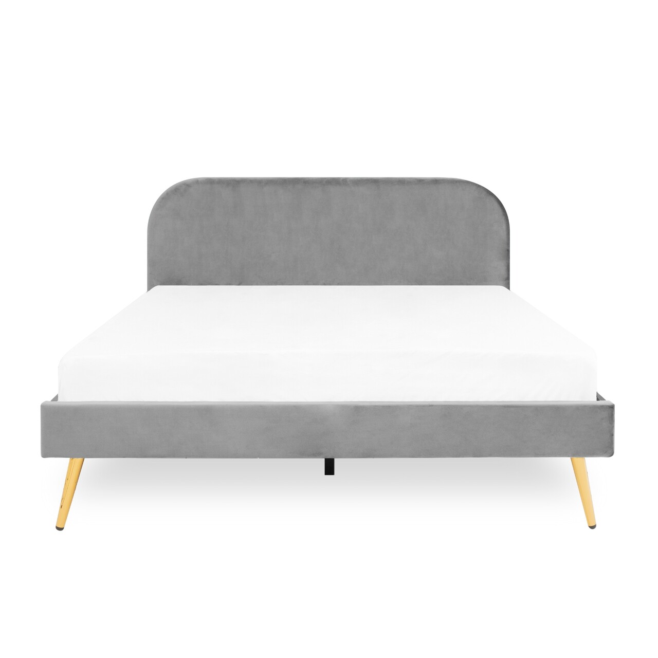 Pat tapitat Venlo, Homla, 140x200 cm, metal/lemn/catifea din poliester, gri inchis - 1 | YEO
