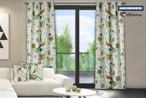 Set 2 draperii decorative, 100% bumbac, Heinner Home, Pauni