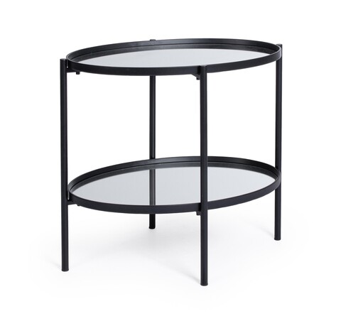 Masuta de cafea Jens, Bizzotto, 64x44x55.5 cm, otel/sticla, negru