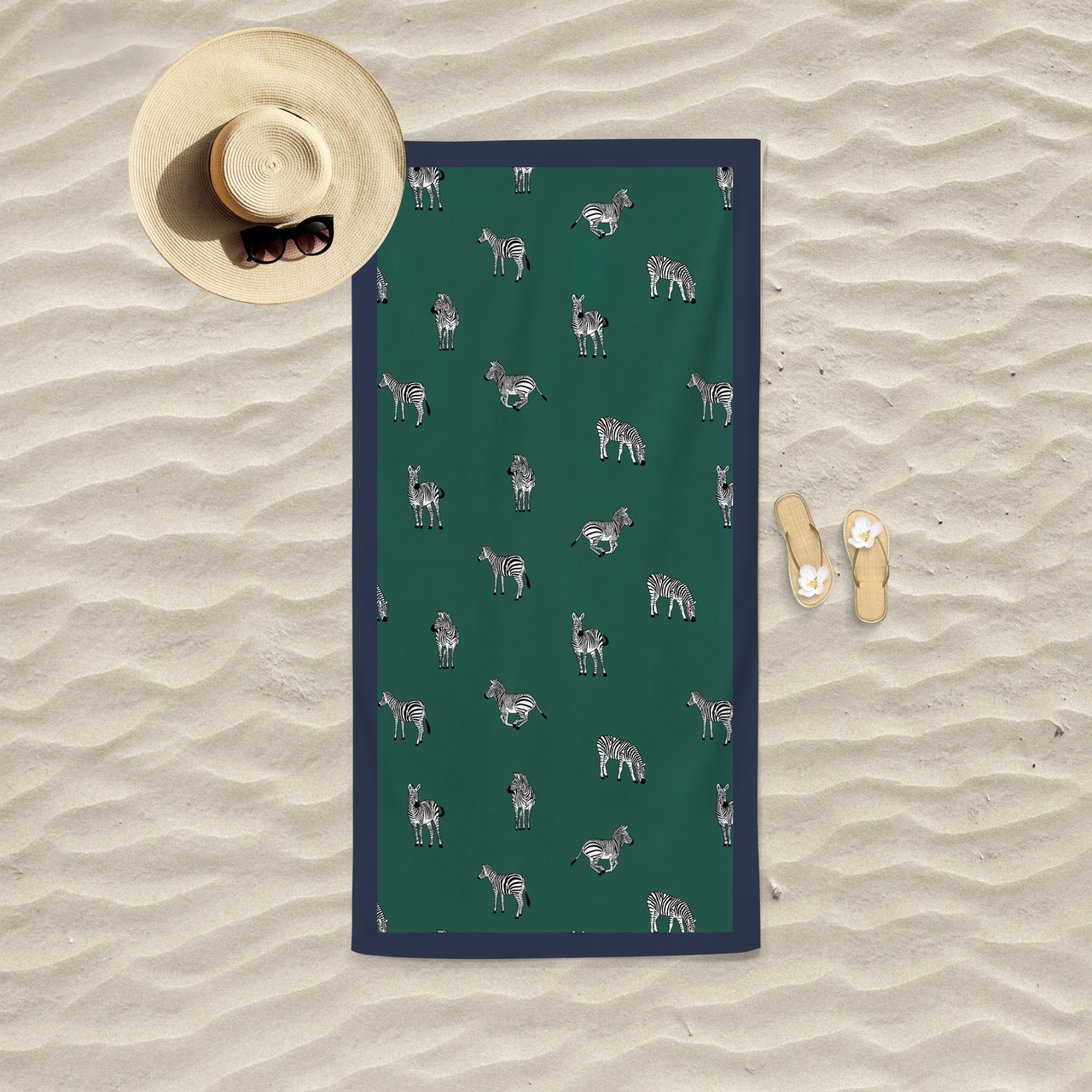 Prosop de plaja, L'essentiel Maison, BT2023003, 75x150 cm, Verde - view 2