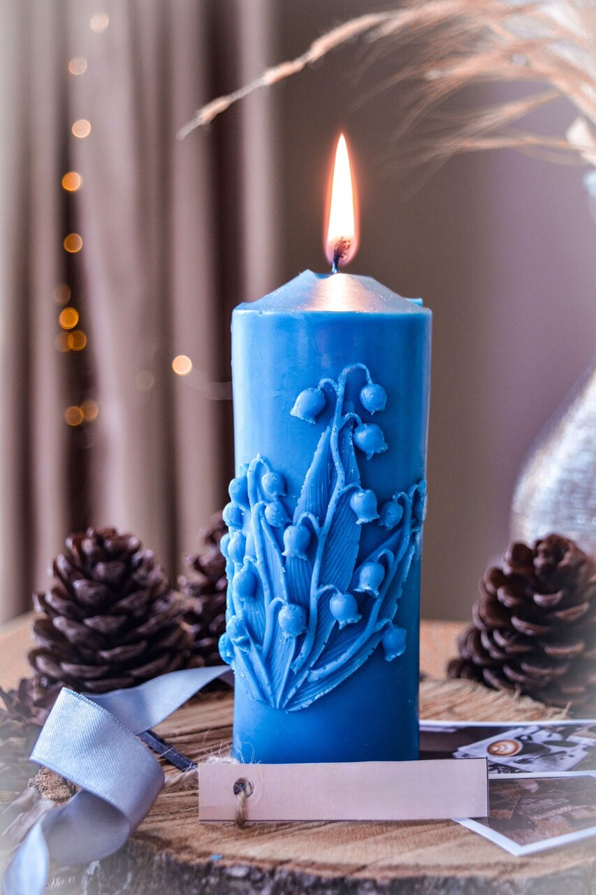 Lumanare, Ers1256, 13x7 cm, Albastru - imagine 2