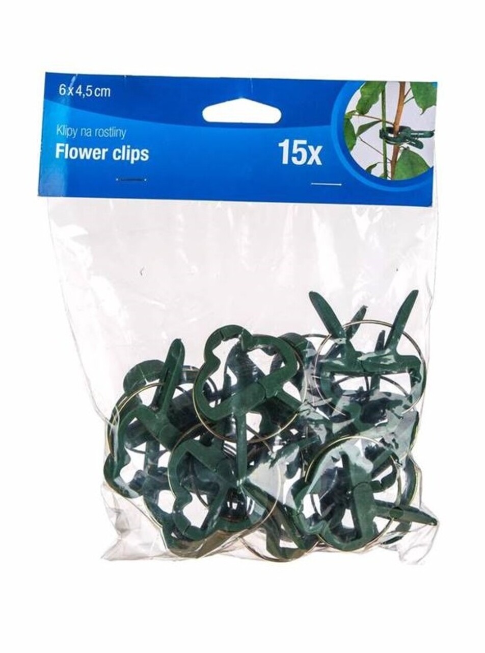 Set Cleme Pentru Legat Plante 15 Piese, Flower Clips, Vetro-Plus, 4x6.5 Cm