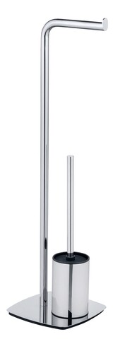Suport hartie igienica si perie pentru toaleta, Wenko, Iria, 23 x 20 x 72 cm, inox, gri
