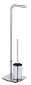 Suport hartie igienica si perie pentru toaleta, Wenko, Iria, 23 x 20 x 72 cm, inox, gri