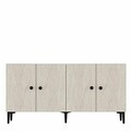 Consola, Hanah Home, Sherifa 150, 150x75x32 cm, Alb / Travertin
