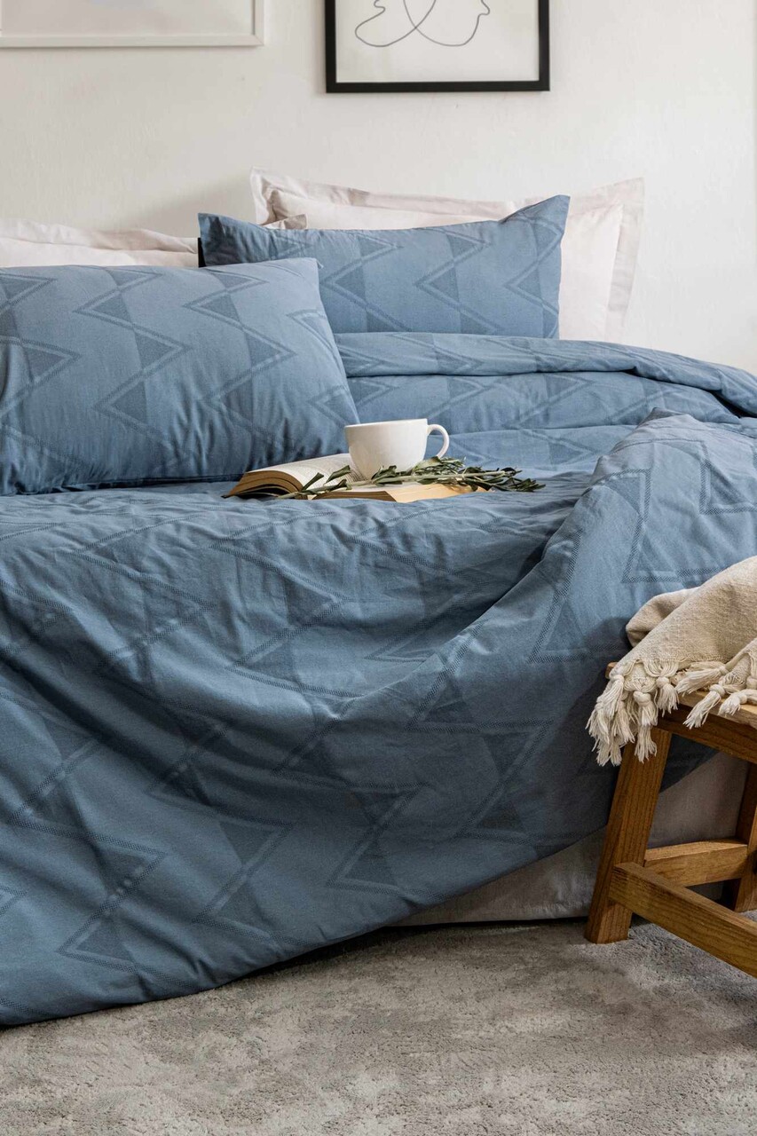 Lenjerie de pat dubla, L'essentiel Maison, Astrid, Albastru indigo - view 5