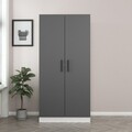 Dulap pentru haine, Minerva, Kale Anthracite White, 90x210x52 cm, PAL, Antracit/Alb