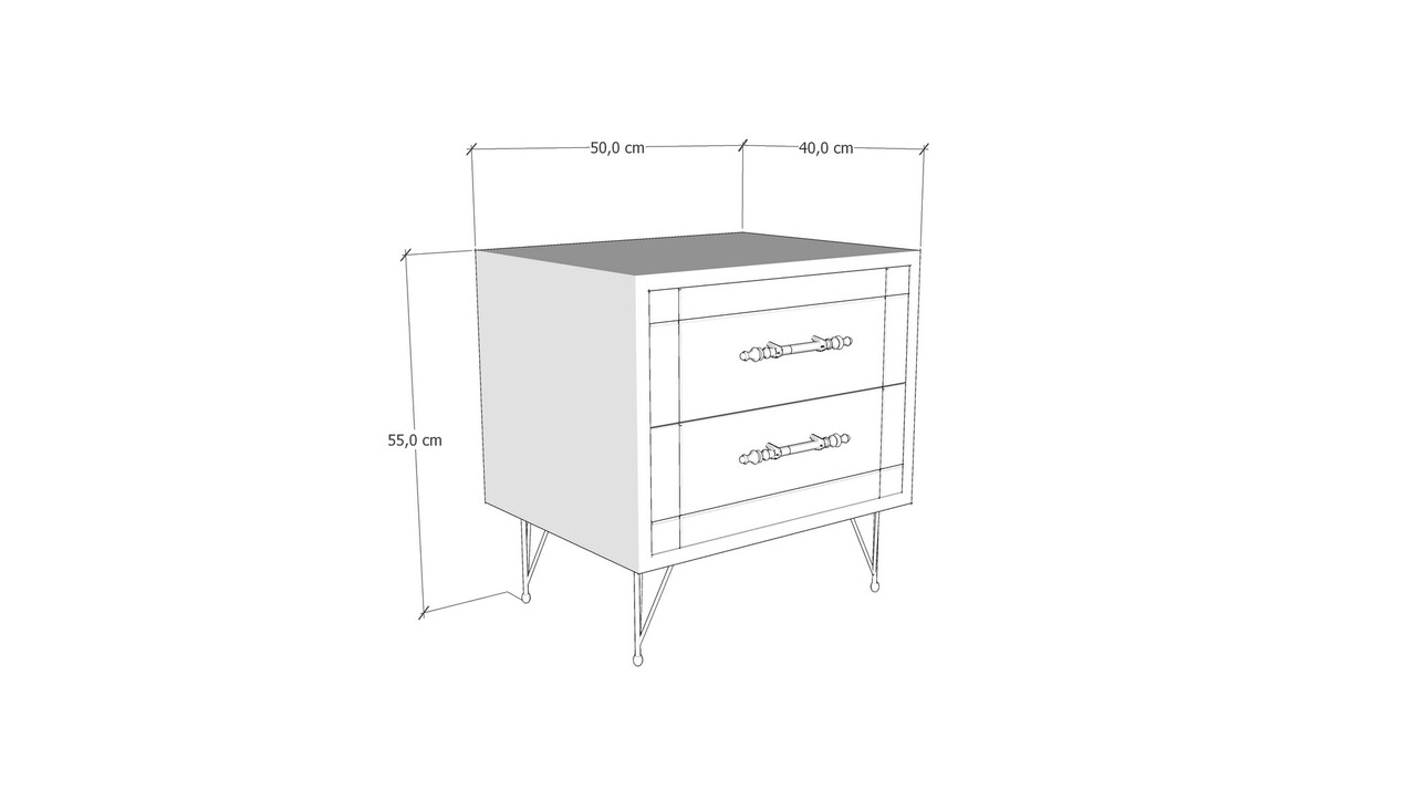 Noptiera, Kalune Design, Night, 50x55x40 cm, PAL, Alb/Negru - 2 | YEO