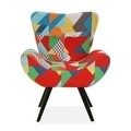 Scaun, Versa, Patchwork Brais, 83 x 72 x 70 cm, lemn/poliester, multicolor