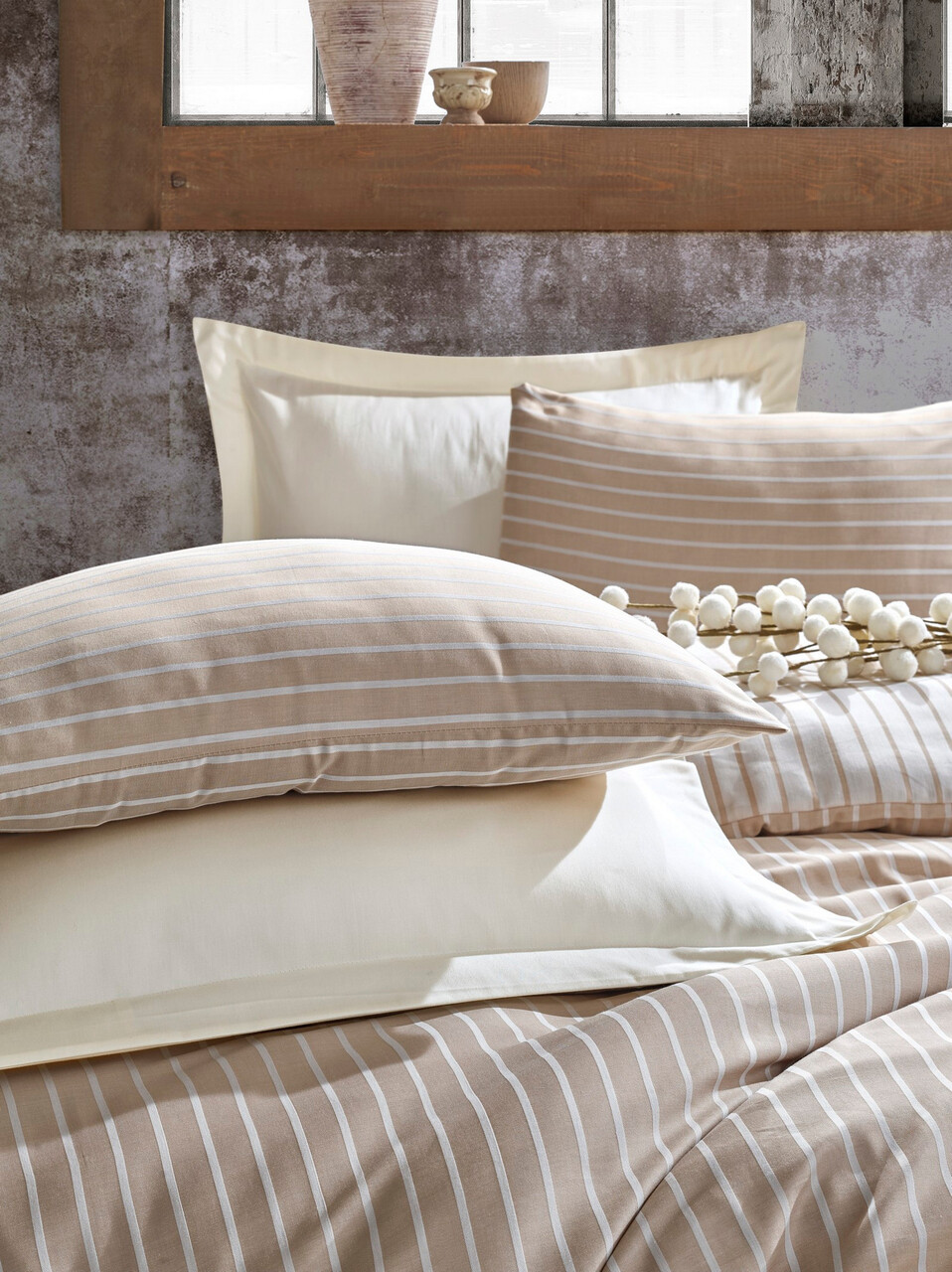 Set cuvertura matlasata dubla Bamboo, Bamboo - Mink, Cotton Box, 60% bumbac satinat/40% bambus - 1 | YEO