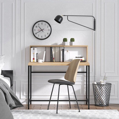 Birou, Elegance, Dustin, 100x60x104 cm, Stejar / Negru Elegance